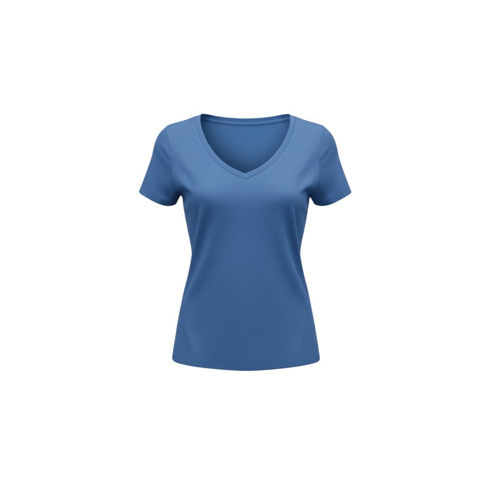 rue21 Ambiance V-Neck T-Shirt Women Size M Blue Short Sleeve Cotton Stretch